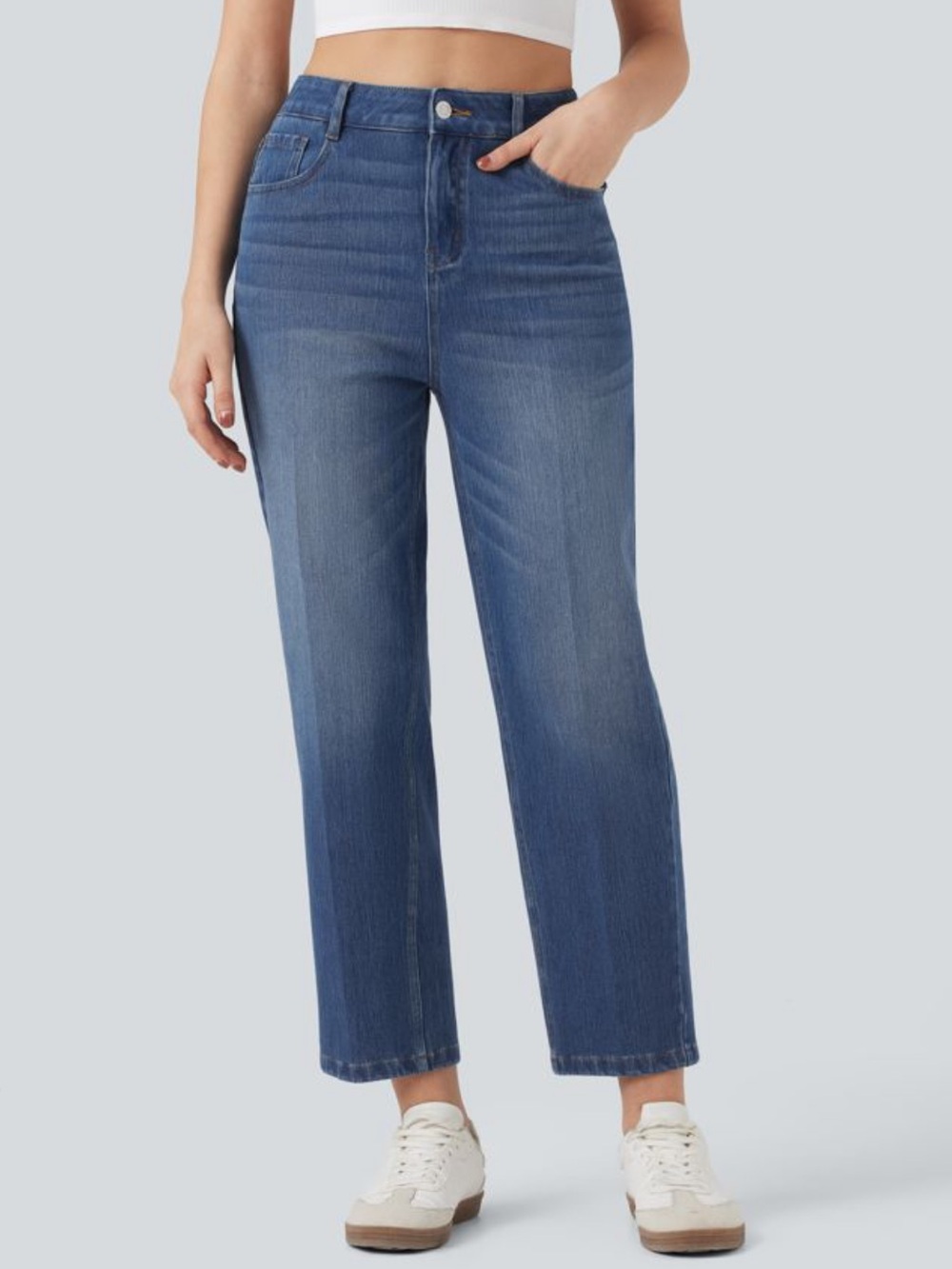 Halara Flex™ High Waisted 7/8 Straight Leg Casual Jeans with Pockets Size Large